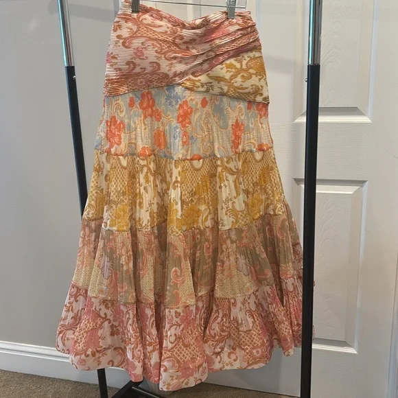 Zimmermann Postcard Patchwork Floral Patterned Women's Skirt - Picture 4 of 5